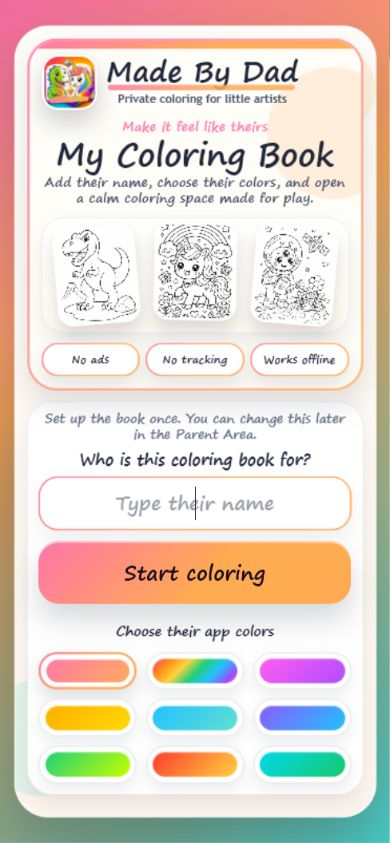 The app's friendly personalisation screen